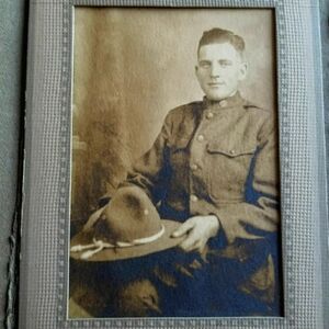 Antique Soldier photograph Army? Cabinet photo vintage wwi Infantry